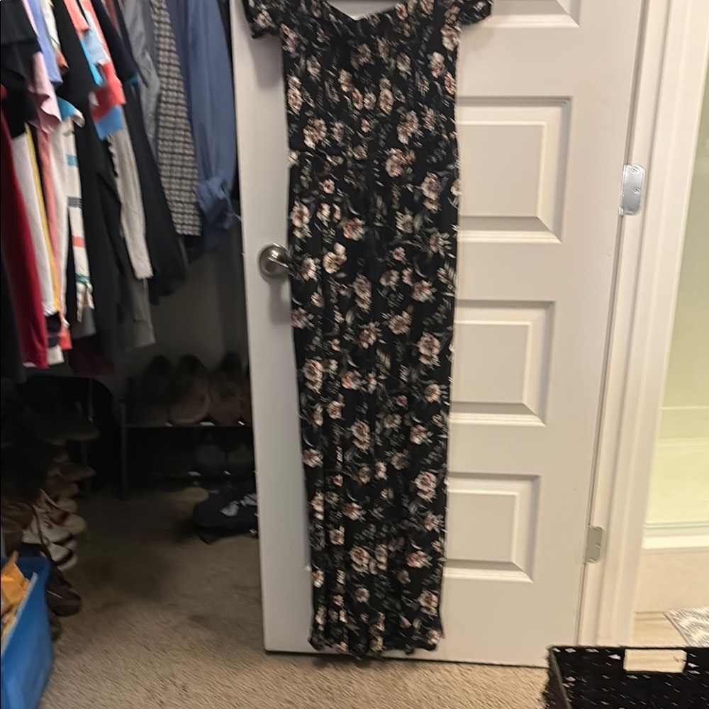 Xhilaration Black Floral Jumpsuit